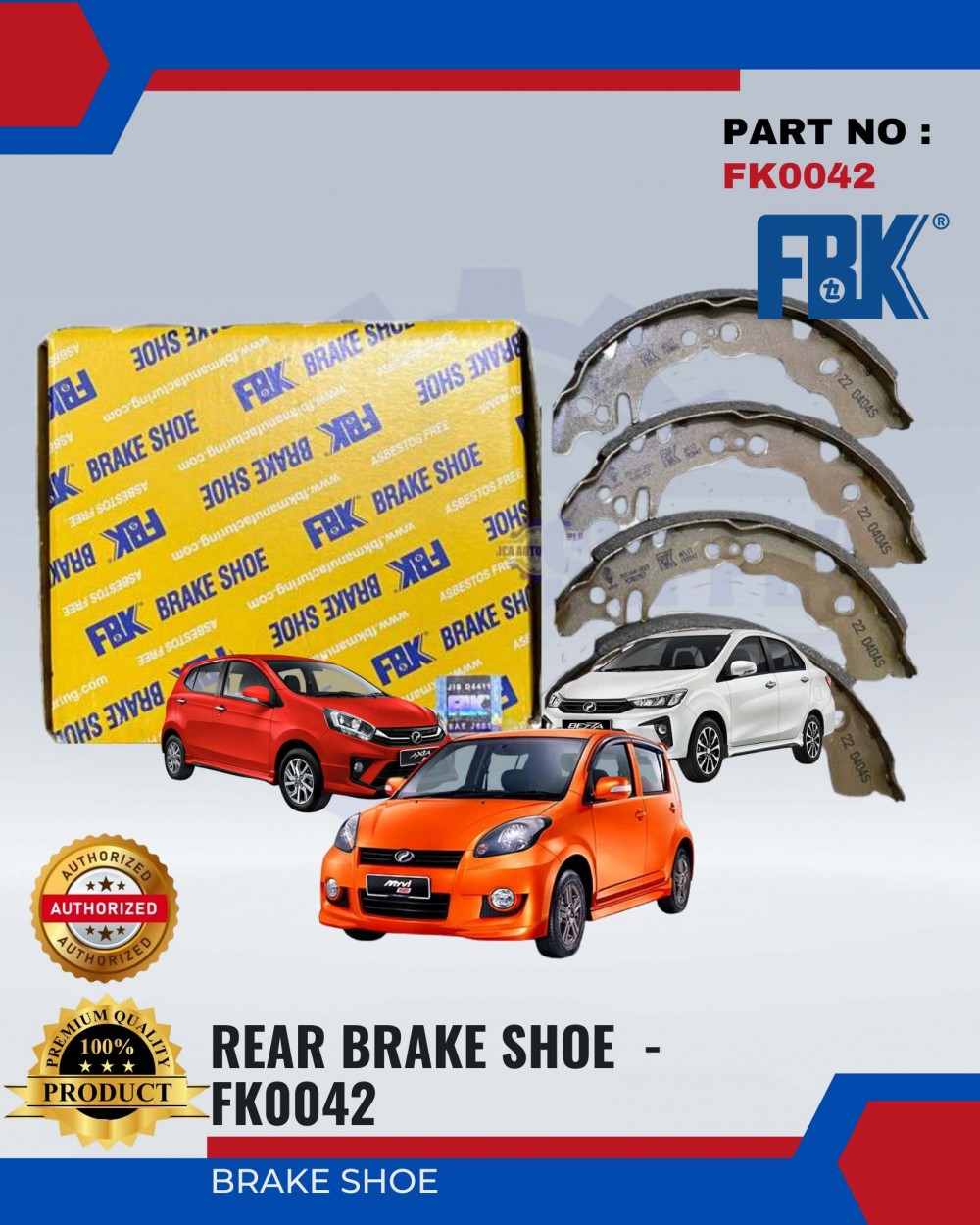 Perodua Myvi (Old Model) Axia Bezza Rear Brake Shoe FBK FK0042